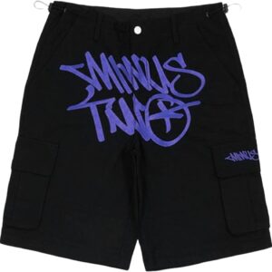 Minus Two Black Blue Logo Shorts