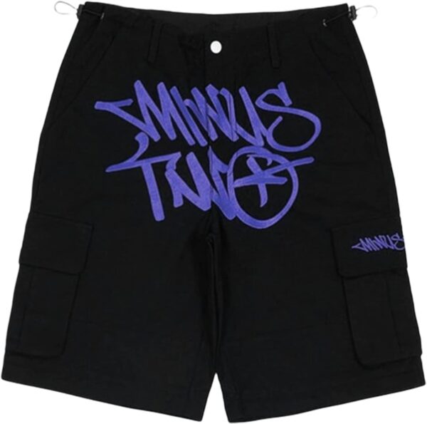 Minus Two Black Blue Logo Shorts