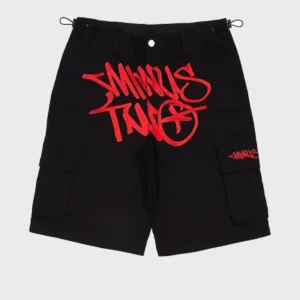 Minus Two Black Red Logo Shorts