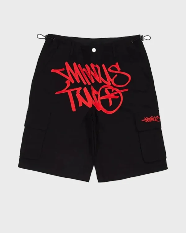 Minus Two Black Red Logo Shorts